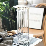 Popxstar  Smoke Gray Transparent Glass Vase With Floral Base For Fresh Flowers Lucky Bamboo Home Decor