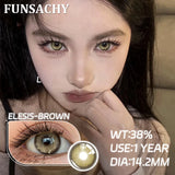 Popxstar  1 Pair Color Contact Lenses Beauty Eyes Pupils Fashion Makeup Beauty Cosmetics Soft Green Natural Brown Lens Yearly Use