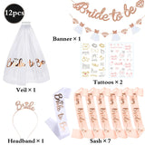 Popxstar  Hen Party Supplies Set Bride To Be Sash Bridal Veil Headband Tiara Tattoos Bridal Shower Wedding Decoration Bachelorette Favors