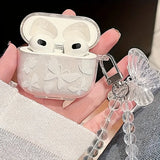 Popxstar Crystal Butterfly Pendant Bead Bracelet Earphone Case For Apple Airpods 4 /3 For Airpods Pro/ Pro2 Earphone Case With Keychain