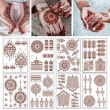 Popxstar Henna Tattoo Brown Mehndi Stickers for Hand Temporary Tattoos Body Art Tatoo Waterproof for Women Fake Tatoo Hena Design