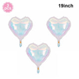 Popxstar  19Inch Foil Star Heart Round Balloons Transparent Iridescent Balloons for Mermaid Theme Birthday Disco Party Wedding Decorations