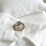 Popxstar INS Style White Pink Quilted Ruffles Quilt Blanket Bedspread Washed Solid Color Korean Princess Style Summer Thin Quilt 1/3Pc