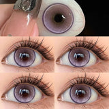Popxstar 2Pcs New Colored Contact Lenses with Prescription Myopia Degree 0.00- 8.00 Grey Purple  Lens Eye Beauty Pupil Soft Lens