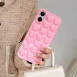 Popxstar  Pink 3D Bubble Pop Heart Cute Girly Phone Case For iPhone 17 Air 16 15 14 Plus 13 12 11 Pro Max Soft Silicone Back Cover Funda