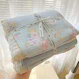 Popxstar  Ins Floral Bedding Set Princess Duvet Cover Set Bed Linen Flat Sheets Set 2 Pillowcases Single Double Queen Size Back To School