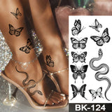 Popxstar  Wholesale Waterproof Temporary Tattoo Sticker Flash Tattoos Lip Print Butterfly Flowers Body Art Arm Fake Sleeve Tatoo