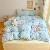 Popxstar  Class bed new cream wind solid color bed sheet four-piece set student quilt cover four-piece set household