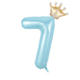 Popxstar  40inch Pastel Light Blue Pink Foil Number Balloon With Crown 1 2 3 4 5 6 Boy Girl Birthday Party Baby Shower Wedding Decoration