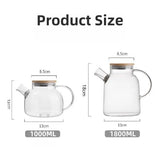 Popxstar  1000/1800ML Large Glass Teapot with Lid - Heat-Resistant High Borosilicate Glass Pot for Hot & Cold Tea, Herbal Infusions