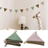 Popxstar Hang Flag Banner Nursery Bunting Banner Flags Washable Cotton Fabric Triangle Pennant Garlands For Home Garden Street Decor