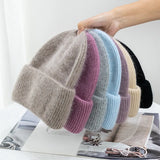 Popxstar High Quality Thickened Knitted Beanies Hat Women Men Skiing Gorras Winter Rabbit hair Warm Wool Caps Ear Windproof Cycling Hats