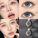 Popxstar 2PCS Color Contact Lenses with Myopia Degree -0.00 to-8.00 Gray Eye  Korea Lens Makeup Beauty Pupils