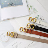 Popxstar Fashion Pu Leather Belt For Women Designer Metal Buckle Waist Strap Female Jeans Dress Trouser All-match Decorative Waistband