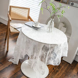 Popxstar  Table Cloth Cake Photography Background Embroidery Prop Cloth White Tablecloth