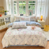 Popxstar  Floral Printed Duvet Cover 1Piece- 100% Cotton Luxury Bedding, Pre-Washed for Softness, for Bedroom Decor - Zipper Closure