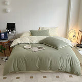 Popxstar  Simple Fresh Queen Bedding Set 100% Cotton Soft Comfortable Duvet Cover Set with Sheets Quilt Cover and Pillow Covers Bed Sets