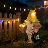 Popxstar  Solar Dwarf Garden Statue with Welcome Sign Whimsical Statue Featuring Sunflowers A Gift for Mom's Garden, Courtyard, or Lawn