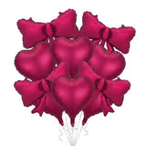 Popxstar  Red Heart Balloon Burgundy Bow Foil Balloon 18-inch Metallic Red Heart Balloon For Birthday Engagements Wedding Valentine's Day