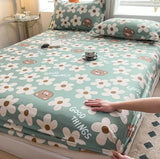Popxstar 100% Cotton Bed Fitted Sheet with Elastic +2pc Pillowcases Kids Adult Twin Queen King Size Mattress Protector Bed Sheet Set