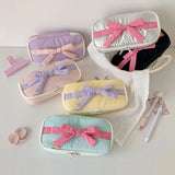 Popxstar INS Style Korean Fabric Craft Pencil Case Minimalist Bowknot Buggy Bag Student Stationery Bag Desktop Storage Bag
