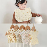 Popxstar 100% Cotton 4-Layer Gauze Retro Lace Ruffle Vest Bib For Boys And Girls Baby Bib Waterproof Baby Bib Baby Vest Bib