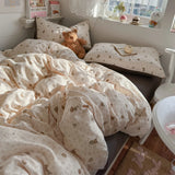 Popxstar  Class A simple high-end three-layer yarn bedding four-piece set, bed sheet quilt cover, dormitory three-piece set