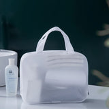 Popxstar  Minimalist Style Travel White EVA Mesh Cloth Cosmetic Bag Combination Bag Waterproof Toiletry Bag Travel Storage Makeup Bags