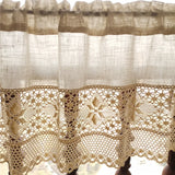 Popxstar Retro Tassels Short Curtains For Kitchen Beige Cotton Linen Lace Half Tulle Curtain Wine Cabinet Door Christmas Decor Curtain