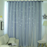 Popxstar Blackout Kids Curtains Nordic Star Ins Princess Wind Curtain Baby Window Decor Double Layer Star Hollow Curtains for Bedroom Hot