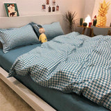 Popxstar Nordic Grid Duvet Cover Set with Bedsheet Pillowcase 220x240 Quilt 4pcs/3pcs Bedding Fashion Comforter Bed Linen Bedding Set