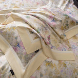 Popxstar  Premium 100% Cotton Brushed Bedding Set Flowers Prints Oil Painting Style Duvet Cover Flat/Fitted Bed Sheet Pillowcases 4Pcs