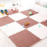 Popxstar Wood Pattern Flooring Square Puzzle Living Room Rug Waterproof and Non-slip Stitching Mat Baby Sports Play Mat Decorative Carpet