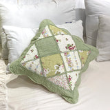 Soft Breathable 100% Cotton Patchwork Pillow Cover with Ruffled Edge Multi Functional Cushion Case for Sofa and Office Easy Care
