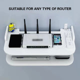 Popxstar Wifi Hanging Shelf Router Power Strip Multi Outlet TV Set Top Box Cable Hidden Floating Rack Wall Mount Holder Storage Organizer
