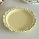 Popxstar French Relief Ceramic Plate Vintage Ceramic Dishes High-end Dining Dishes Dessert Western Cuisine Plate Serving Plates Tableware