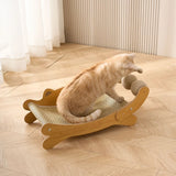 Wooden Cat Scratcher Lounge Bed with Sisal Balls Durable No Mess Scratching Pad 2-in-1 Cat Bed Sofa