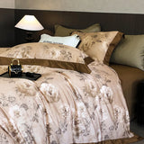 Popxstar  1000TC Egyptian Cotton Vintage Oil Painting Style Flowers Print Bedding Set Duvet Cover Flat/Fitted Bed Sheet Pillowcase 4Pcs