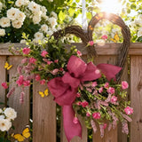 Popxstar  Handmade Artificial Flower Heart Wreath - Valentine's Day Mother's Day Gift, Festival Party Decor,Home Door Hanging Decoration