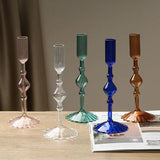 Popxstar  Retro Glass Candle Holder Wedding Supplies Candlelight Dinner Candlestick Props Ornament High Footed Candlestick Home Decoration