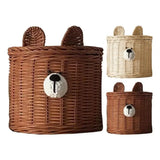 Popxstar  Handmade Rattan Weave Tissue Box Cute Little Bear Tissue Case Desktop Napkin Holder Roll Tissue Case A Living Room Decorations