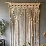 Handmade Cotton Rope Woven Curtain Tassel Tapestry Decorative Door Curtains Homestays Wall Creative Background Partition Curtain