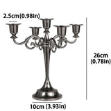 Popxstar  3Arm 5arm Metal Candelabra Candlestick Silver Golden Black European Elegant CandleHold for Centro De Mesa Decorativo De Comedor