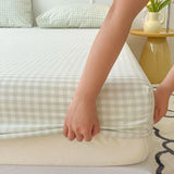 Popxstar Washed Cotton Fitted Sheet Non Slip Fitted Sheet Elastic Band Around Mattress Cover Bed Cover And Pillowcase