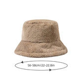 Popxstar Soft Winter Plush Warm Bucket Hat For Women Girl Solid Color Fordable Wide Brim Panama Cap Outdoor Windproof Tour Basin Hats
