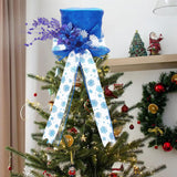Elegant Glitter Christmas Tree Topper Bow – 9.84in Sparkly Accent with Decorative Spruce Branches – Holiday Xmas Decoration for Trees & Snowman, Easy to Store