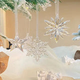 Popxstar Acrylic Snowflake Drop Icicle Pendants Christmas Clear Crystal Ornaments Xmas Tree Hanging Pendants Home Party Decor New Year