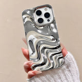 Fashion Silver 3D Unique Water Wave Texture Phone Back Cover For iPhone 17 Air 16 15 13 12 11 Pro Max Case