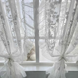 French White Embroidery Ruffle Tulle Curtains with Valance For Girls Bedroom Living Room Sheer Drapes Home Decor