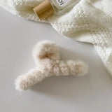 Popxstar Winter Plush Hair Claw Clip Faux Fur Elegant Acrylic Hairpins Women Hair Clip Barrette Crab Headwear Girls Hair Accessories Gift
